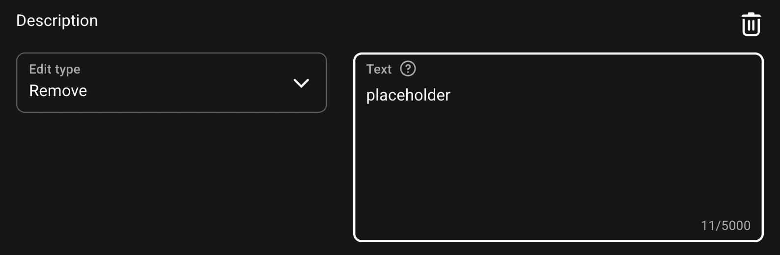 Removing placeholder text fro descriptions