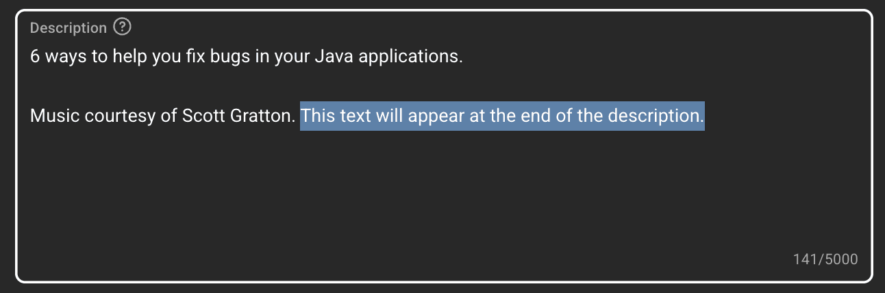 The video's description was successfully updated