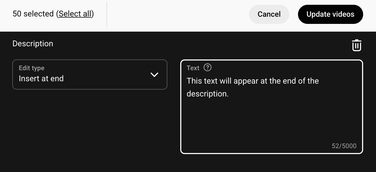 Insert at end bulk edit