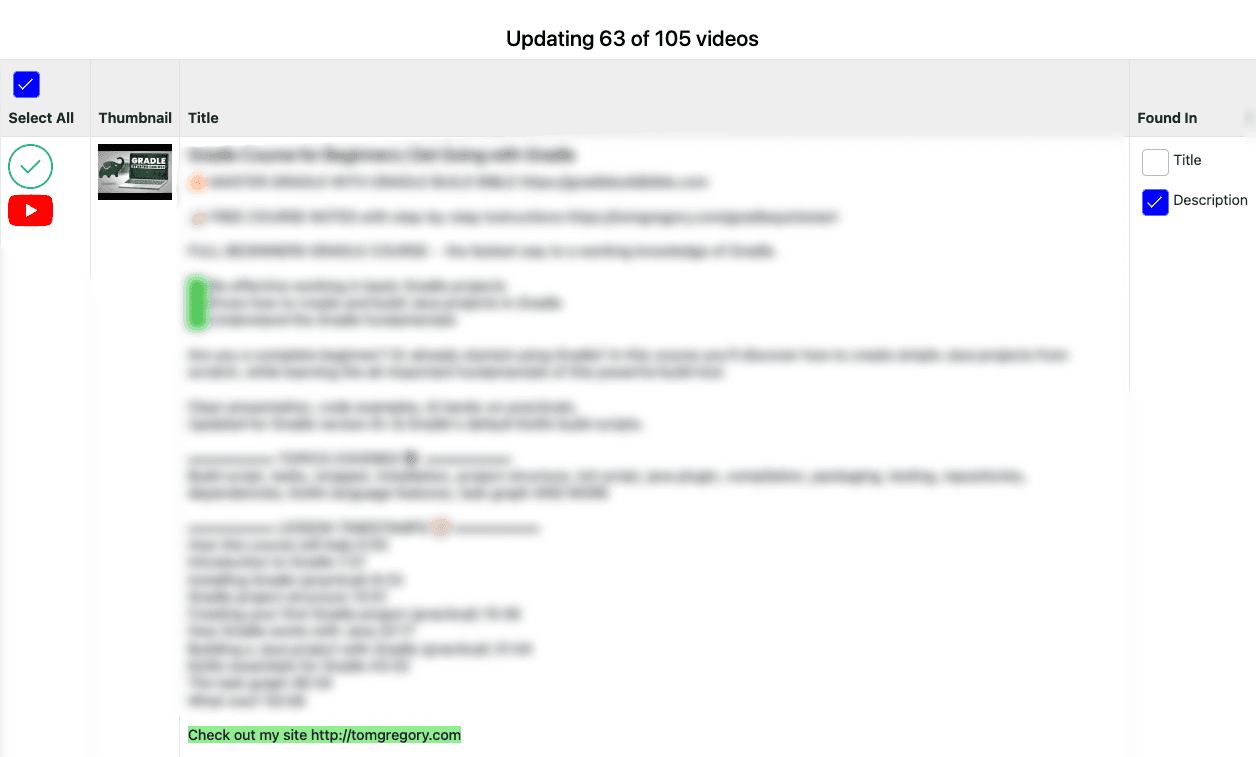 Progress report during editbulk.com update